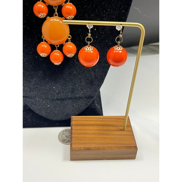 Handmade Upcycled Orange Cascade Statement Necklace and Earring Set - Picture 13 of 15